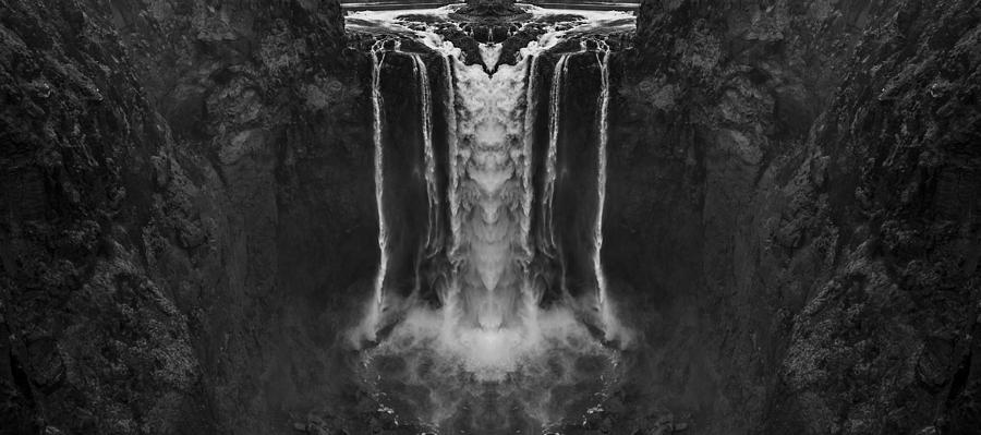 Snoqualmie Falls Black and White Reflection Digital Art by Pelo Blanco Photo