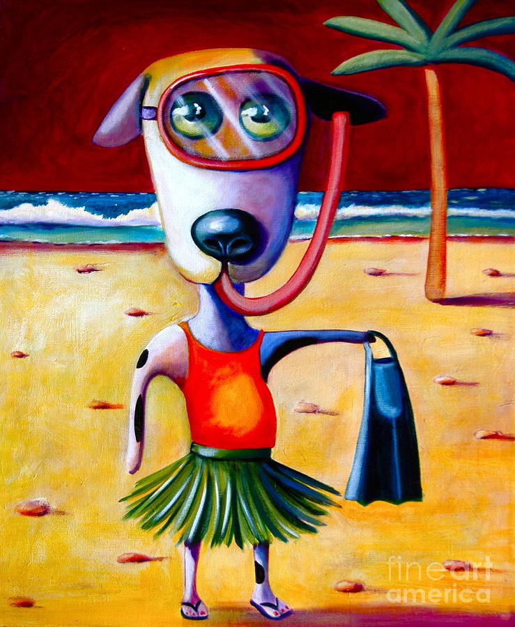 Mutt Painting - Snorkel Pup by Mary Naylor