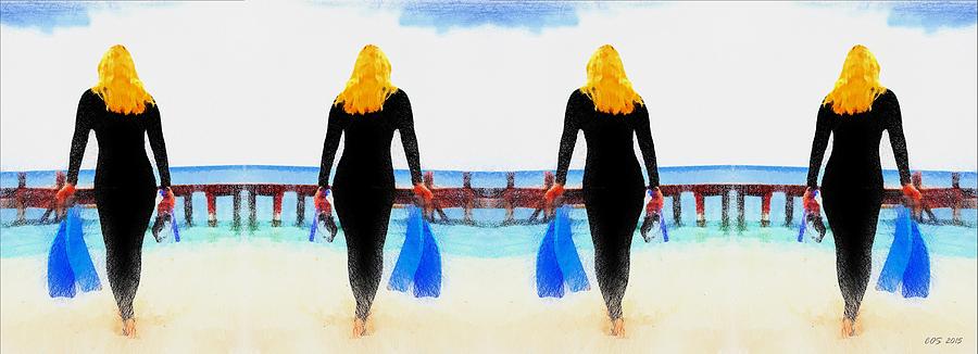 Snorkel women Digital Art by Carrie OBrien Sibley