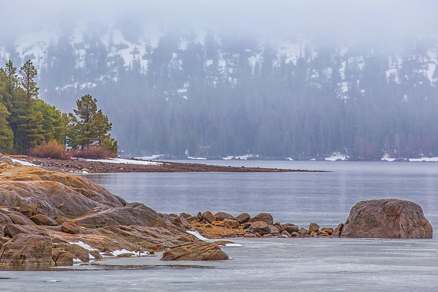 Snow and Fog Above Caples Lake Photograph by Marc Crumpler
