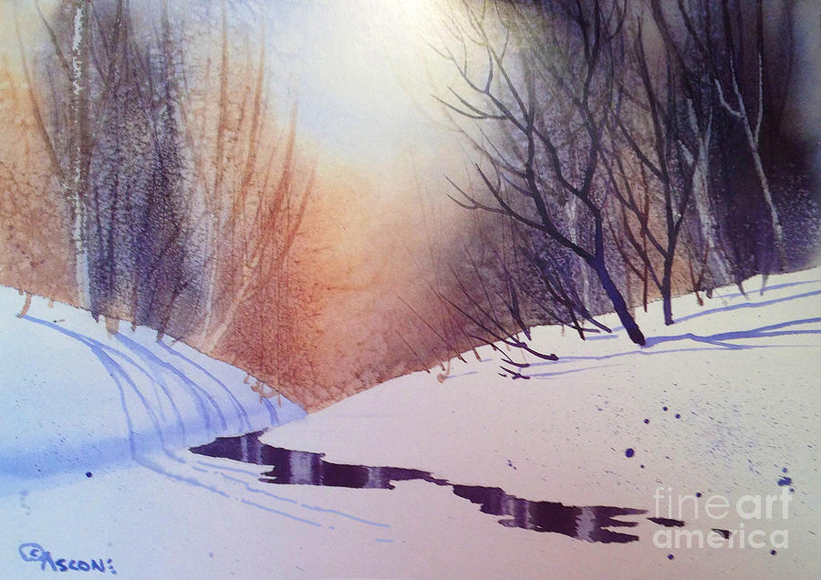Sunset Painting - Snow and Forest by Teresa Ascone