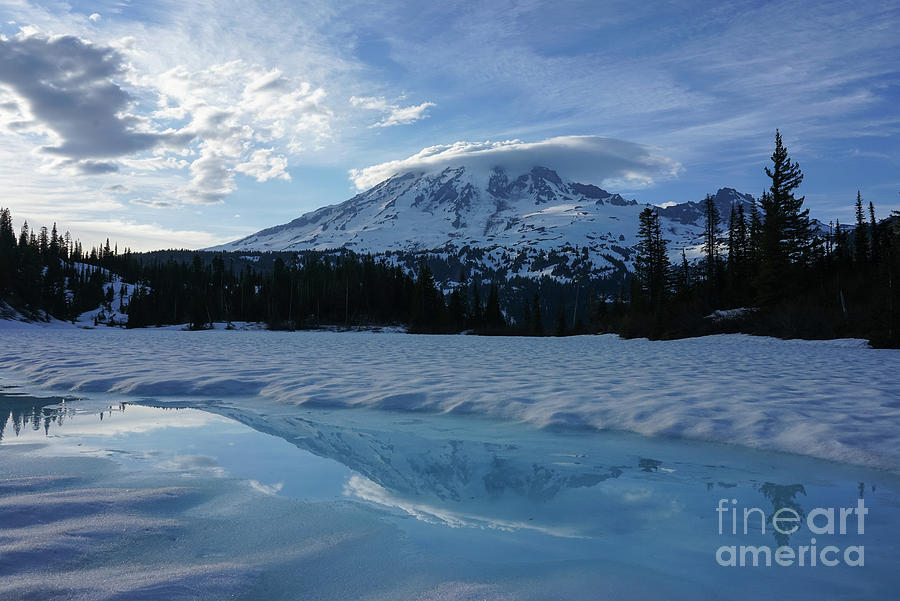 Snow and Ice Rainier Reflection Photograph by Mike Reid