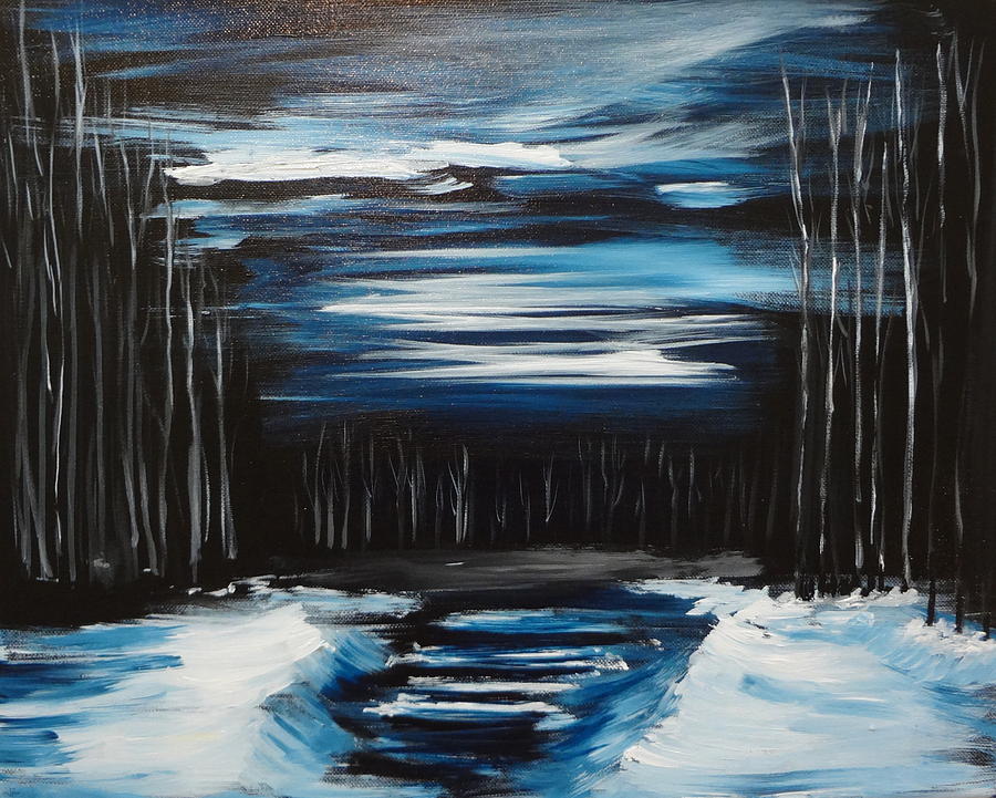 Snow and Moonlight Painting by Katy Hawk