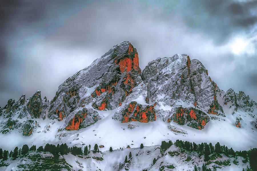Snow and Red Rock Digital Art by David Luebbert