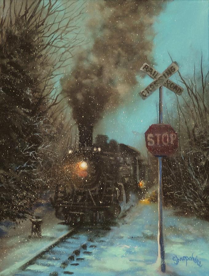 Snow and Steam Painting by Tom Shropshire