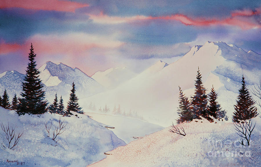 Snow and Sunrise Painting by Teresa Ascone