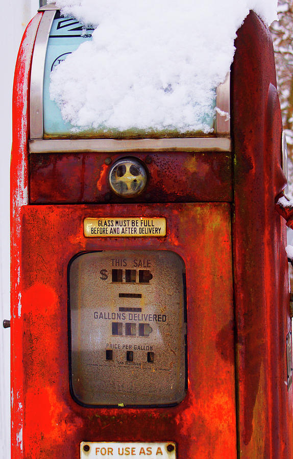 Snow Antique Gas Pump Photograph by Blair Seitz
