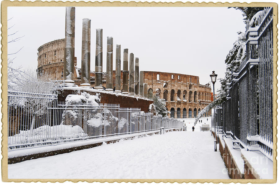 Snow at the Colosseum Photograph by Stefano Senise