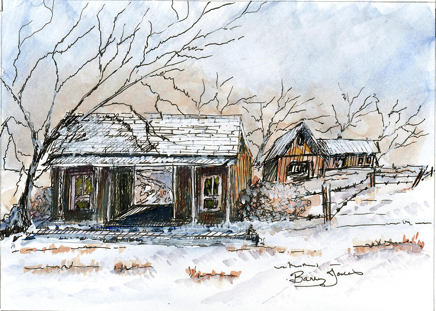 Snow at the Dog Trot Mixed Media by Barry Jones