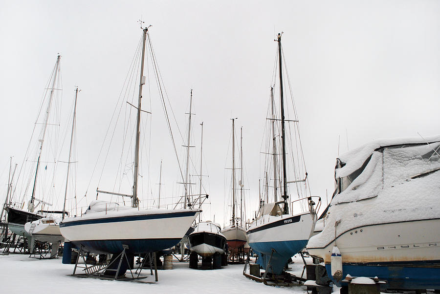 Winter Photograph - Snow Boats by Terence Davis