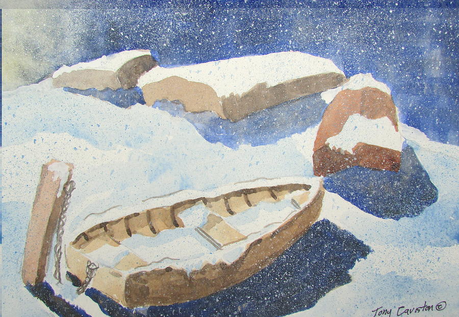 Snow Boats Painting by Tony Caviston