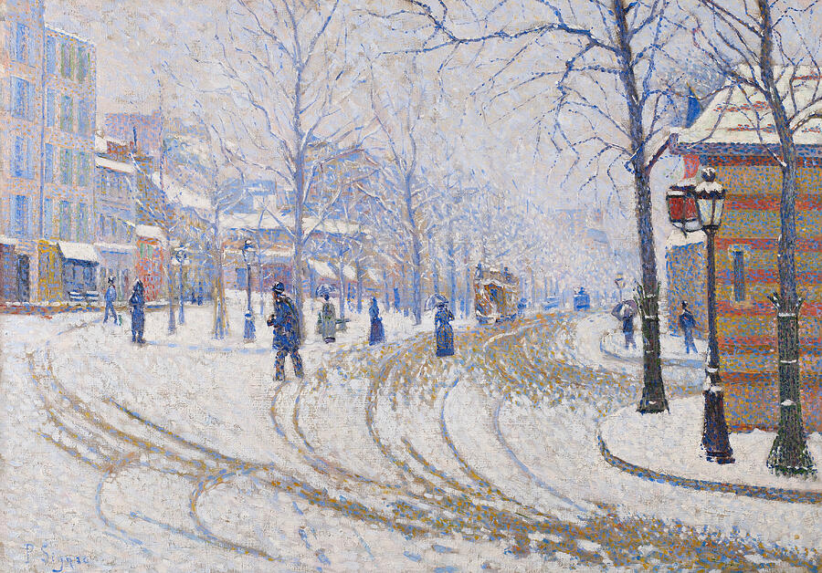 Snow, Boulevard de Clichy, Paris, from 1886 Painting by Paul Signac