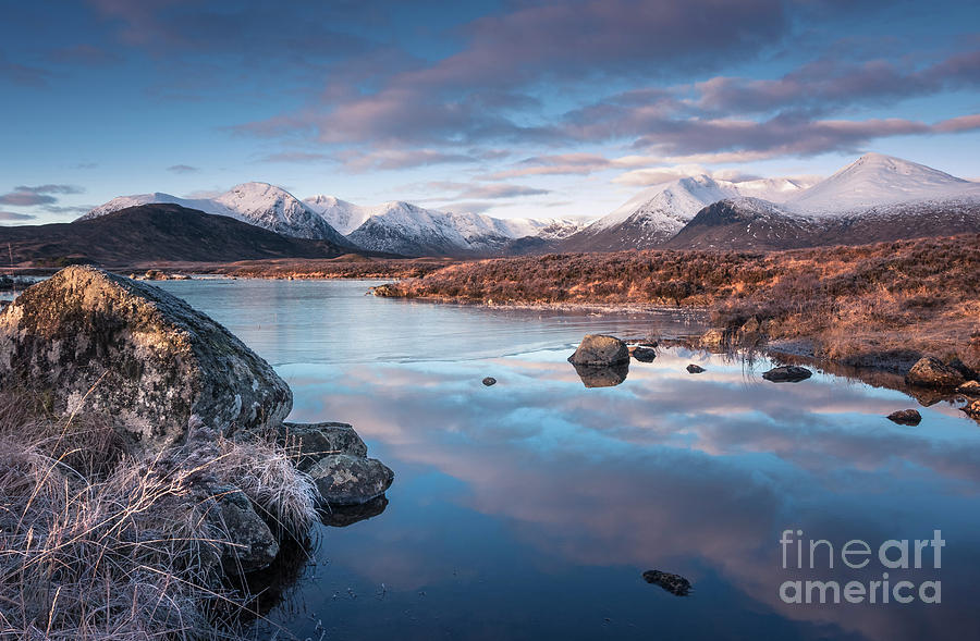 Snow Capped Mountains In Early Morning Winter Light, Rannoch Moor, Scotland, UK Photograph by Philip Preston