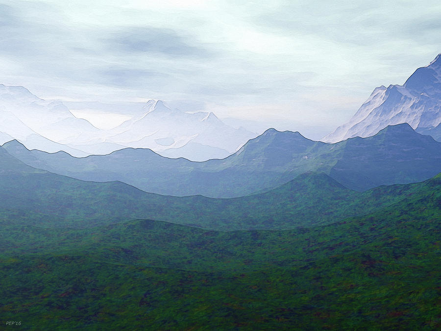 Snow Capped Mountains Digital Art by Phil Perkins