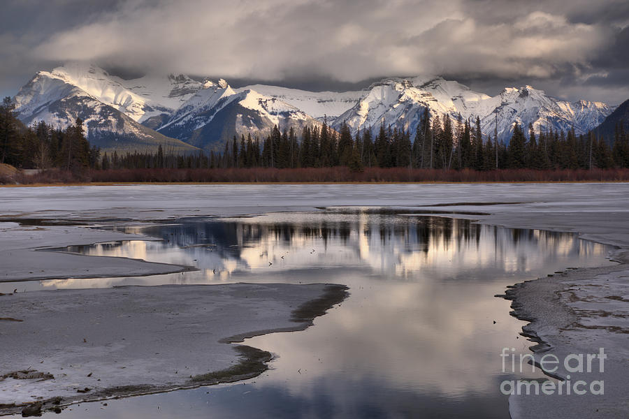Snow Capped Reflections In vermilion Lakes  Photograph by Adam Jewell