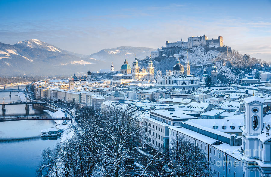 Snow-capped roofs of Salzburg Photograph by JR Photography