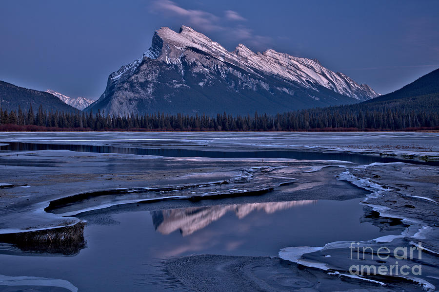 Snow Capped Rundle Reflections Photograph by Adam Jewell