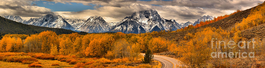 Snow Capped Teton Over Oxbow Photograph by Adam Jewell
