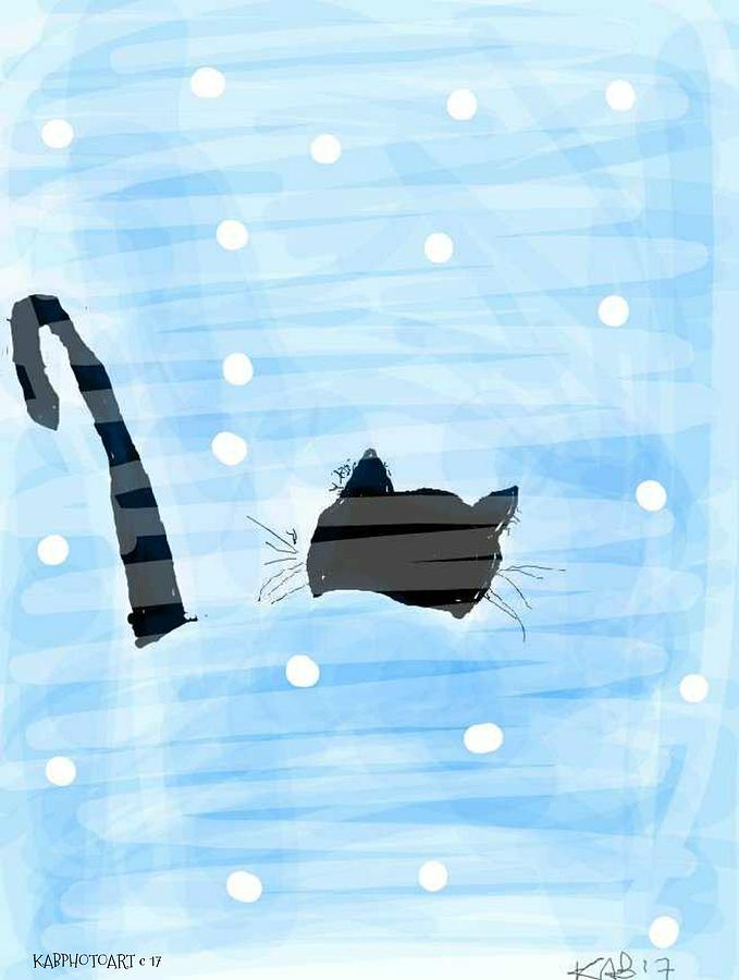 Snow Cat Digital Art by Kathy Barney