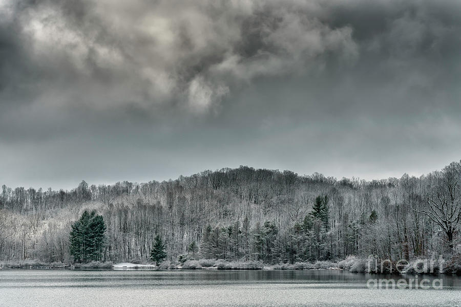 Fall Photograph - Snow Clouds over Lake by Thomas R Fletcher