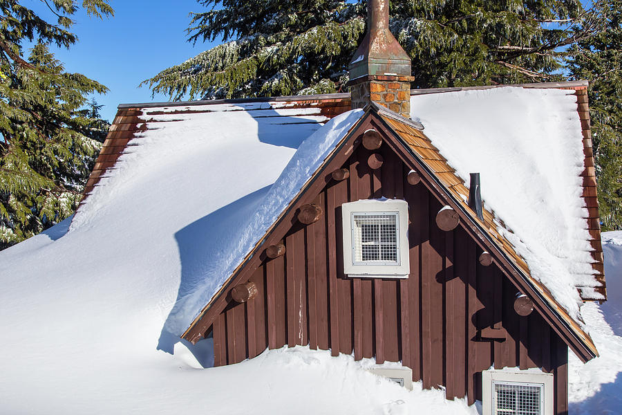 Snow Covered Building at Crater Lake Photograph by Marc Crumpler