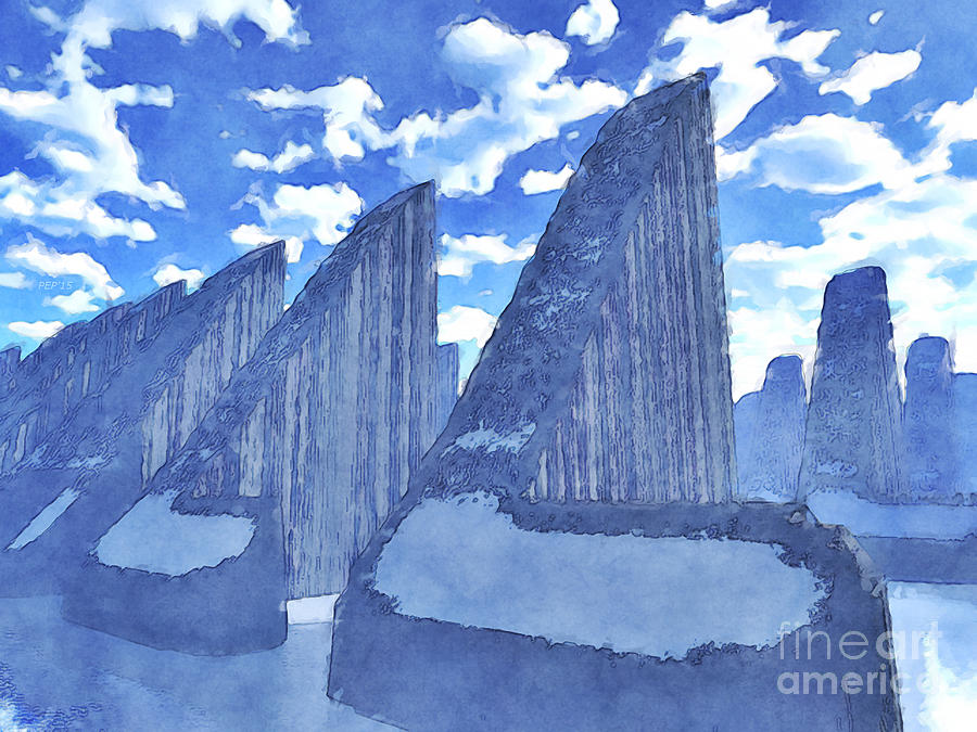 Snow Covered Concrete Structures Digital Art by Phil Perkins