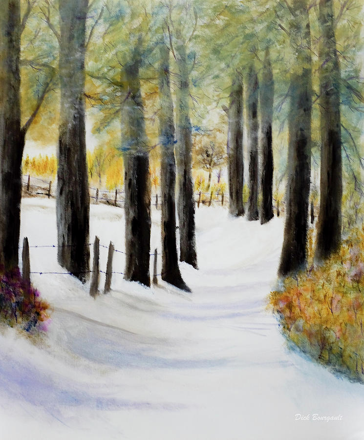 Snow Covered Country Lane Painting by Dick Bourgault