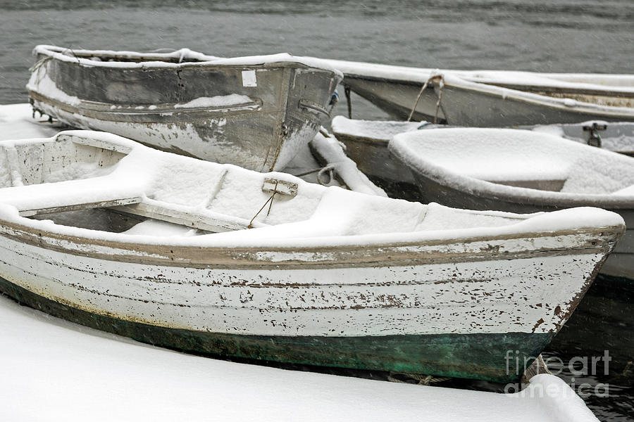 Snow Covered Dinghies Photograph by Karin Pinkham