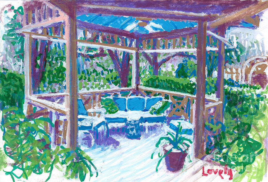 Snow Covered Gazebo Painting by Candace Lovely