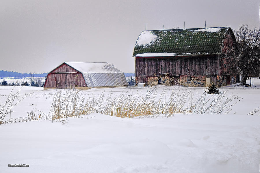 Architecture Photograph - Snow Covered Half Barns by LeeAnn McLaneGoetz McLaneGoetzStudioLLCcom