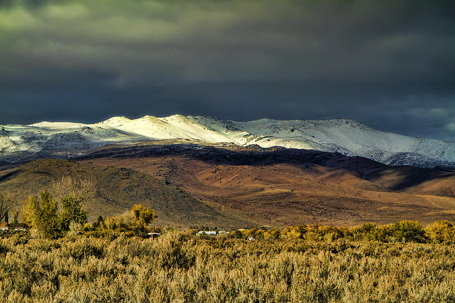 Snow covered mountain in Carson City, Nevada Photograph by Waterdancer