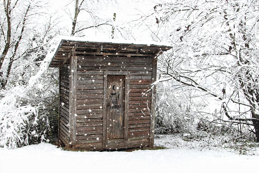 Outhouse Photograph - Snow Covered Outhouse by Benanne Stiens