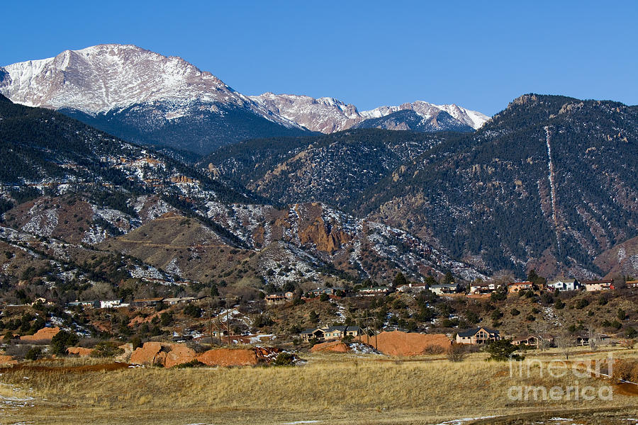 Snow covered Pikes Peak and the Manitou Incline Photograph by Steven Krull