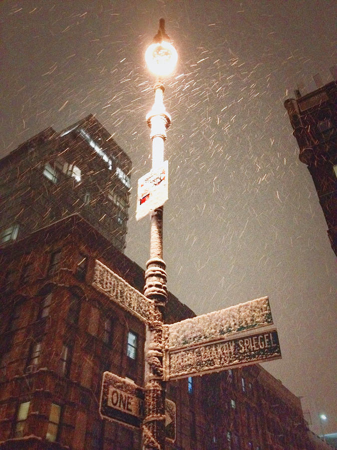 New York City Photograph - Snow Covered Signs - New York City by Vivienne Gucwa