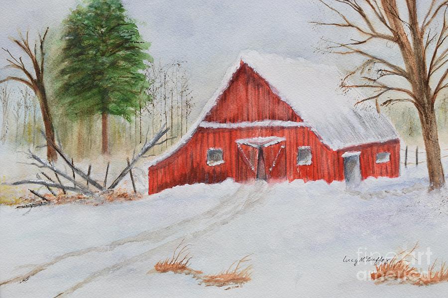 Snow Day at the Barn Painting by Lucy McGuffey | Fine Art America