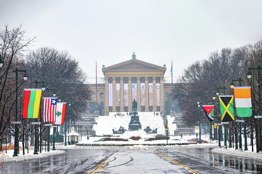 Snow Day at the Philadelphia Art Museum Photograph by Bill Cannon