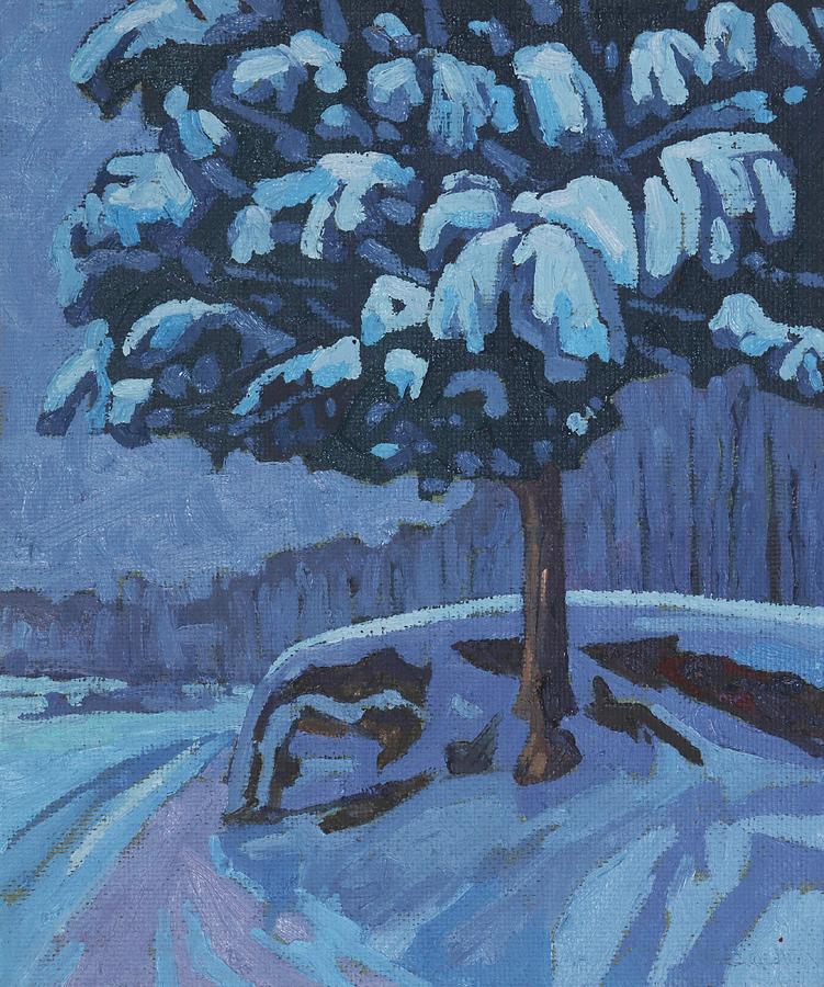 Snow Day Cedar Painting by Phil Chadwick