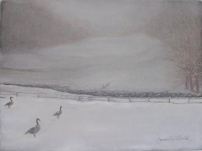 Chester County Painting - Snow Day For Geese by Jeanie Chadwick Chester County Painting - Snow Day For Geese by Jeanie Chadwick
