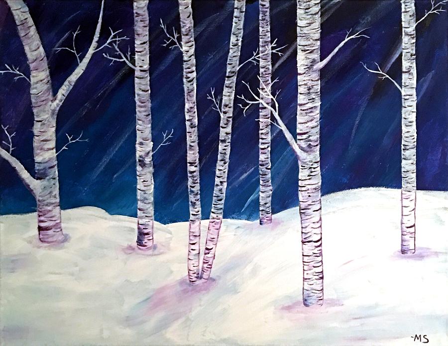 Tree Painting - Snow day by Michelle Sarafian