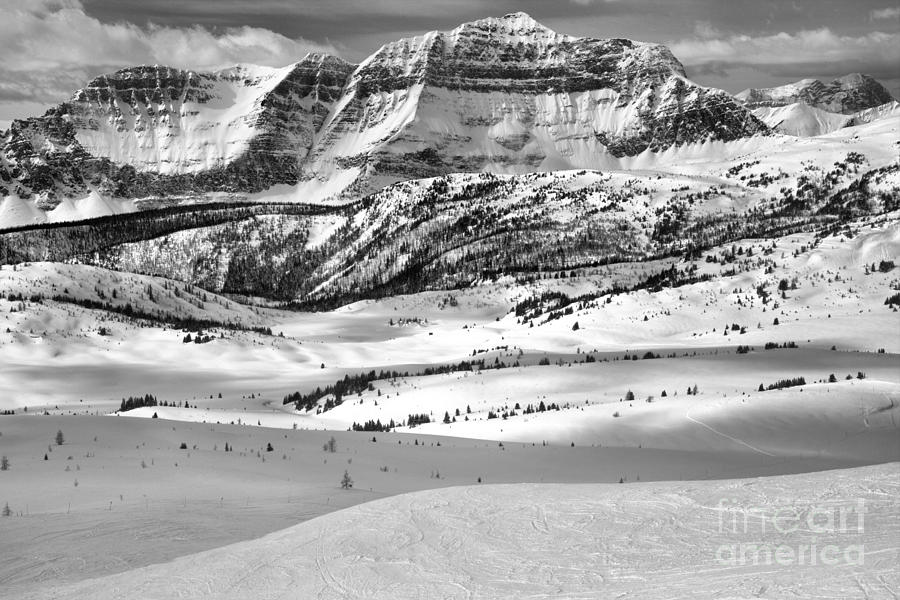 Snow Drifts At The Base Of The Rockies Black And White Photograph by Adam Jewell