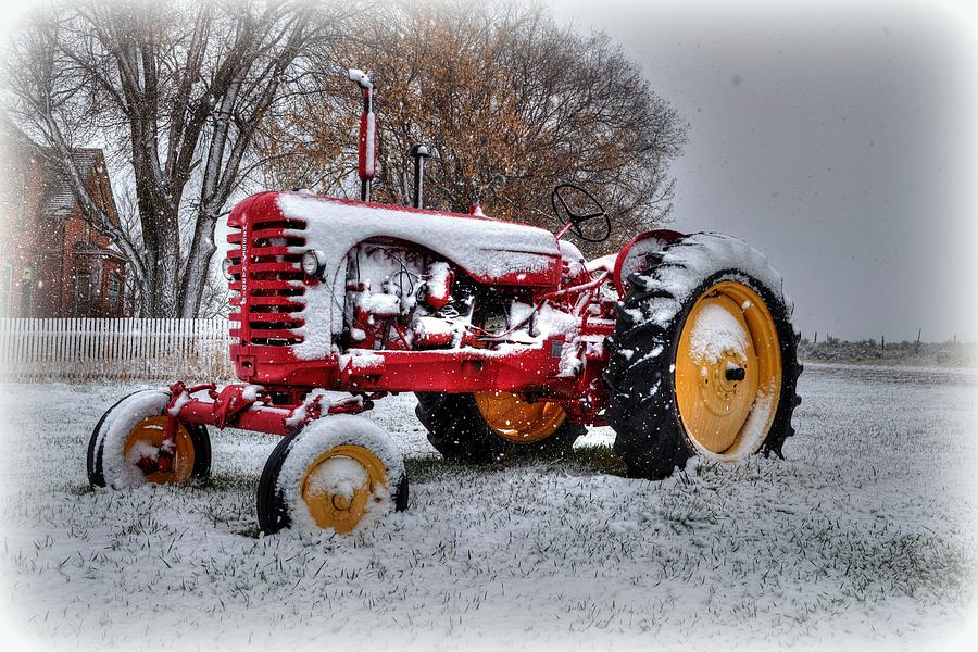 Winter Photograph - Snow Dusted Massey Harris by Michael Morse