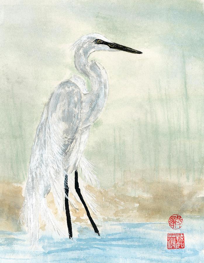 Snow Egret Painting by Terri Harris
