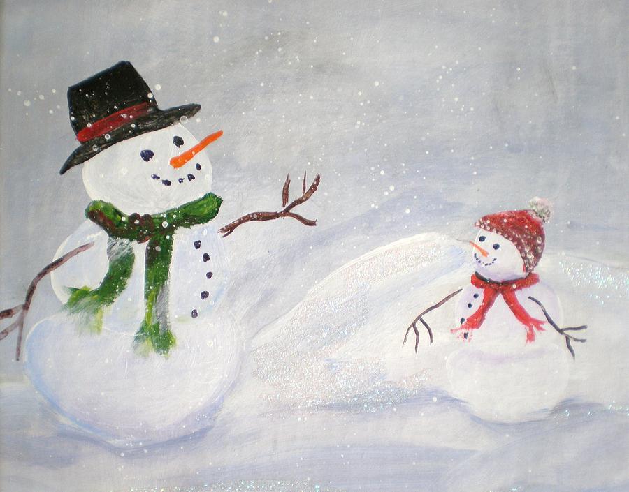 Snow family Painting by Patricia Piffath