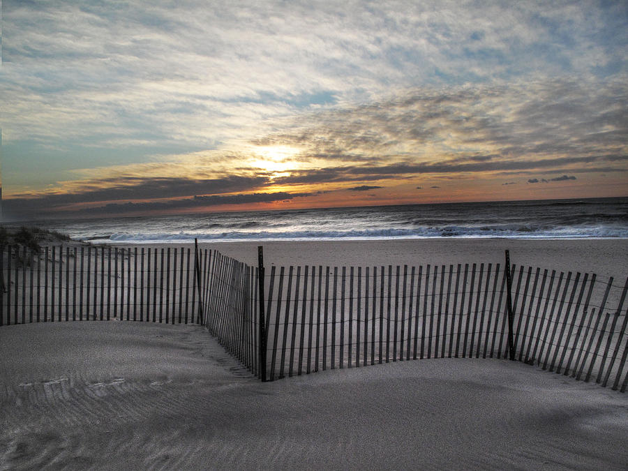 Snow Fence at Coopers Beach Photograph by Steve Gravano
