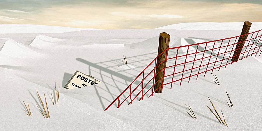 Snow Fence Painting by Peter J Sucy