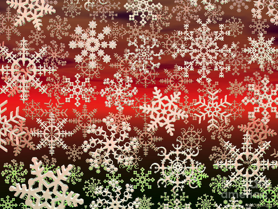 Pattern Digital Art - Snow Flakes 1 by Walter Neal