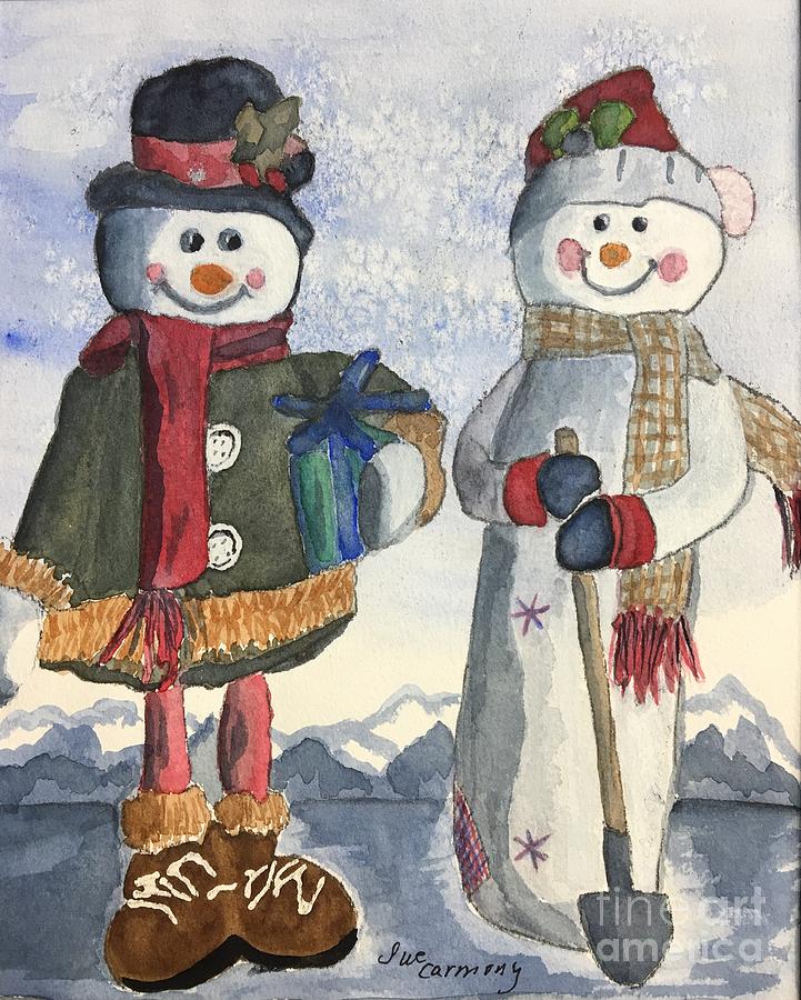 Snow Friends Painting by Sue Carmony