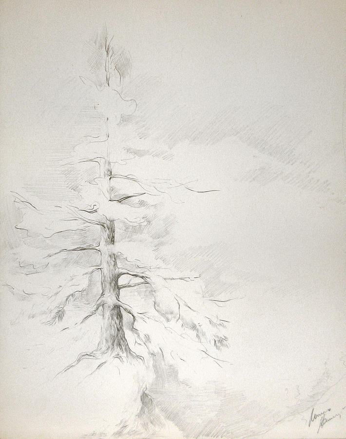 Snow from the ground up to the sky Drawing by Misha Lapitskiy