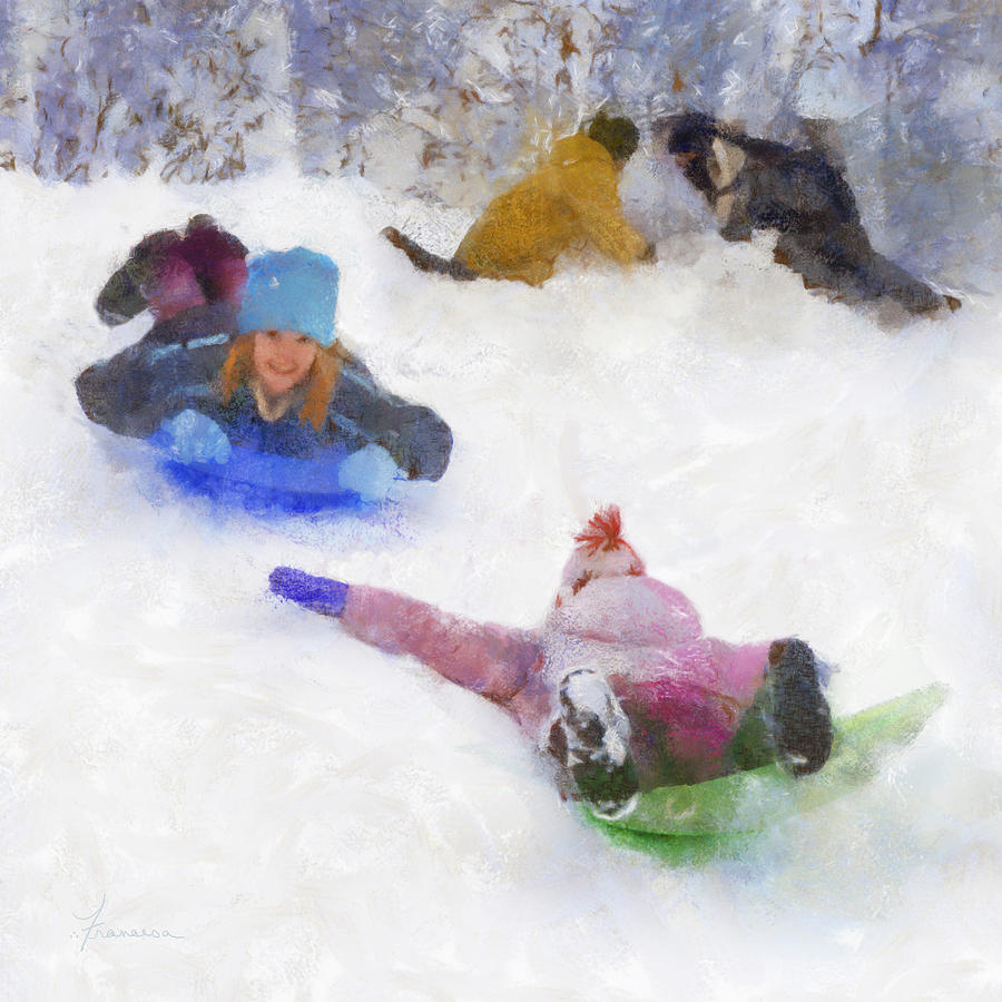 Snow Fun Digital Art by Frances Miller