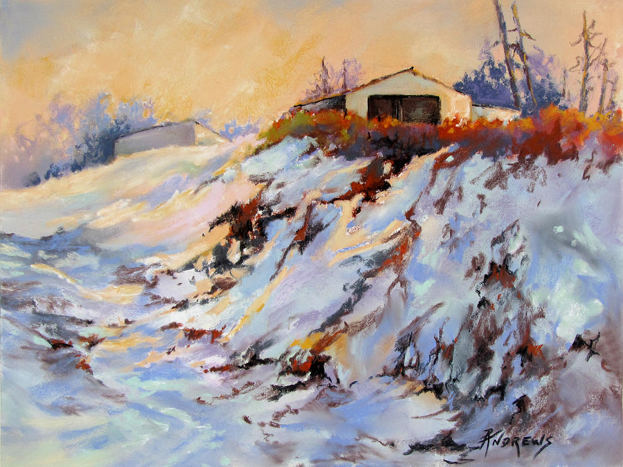 Farm Painting - Snow Glow by Rae Andrews